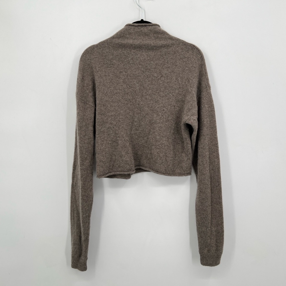 Reformation Dana Taupe mock Neck cashmere Sweater medium brown cocoa